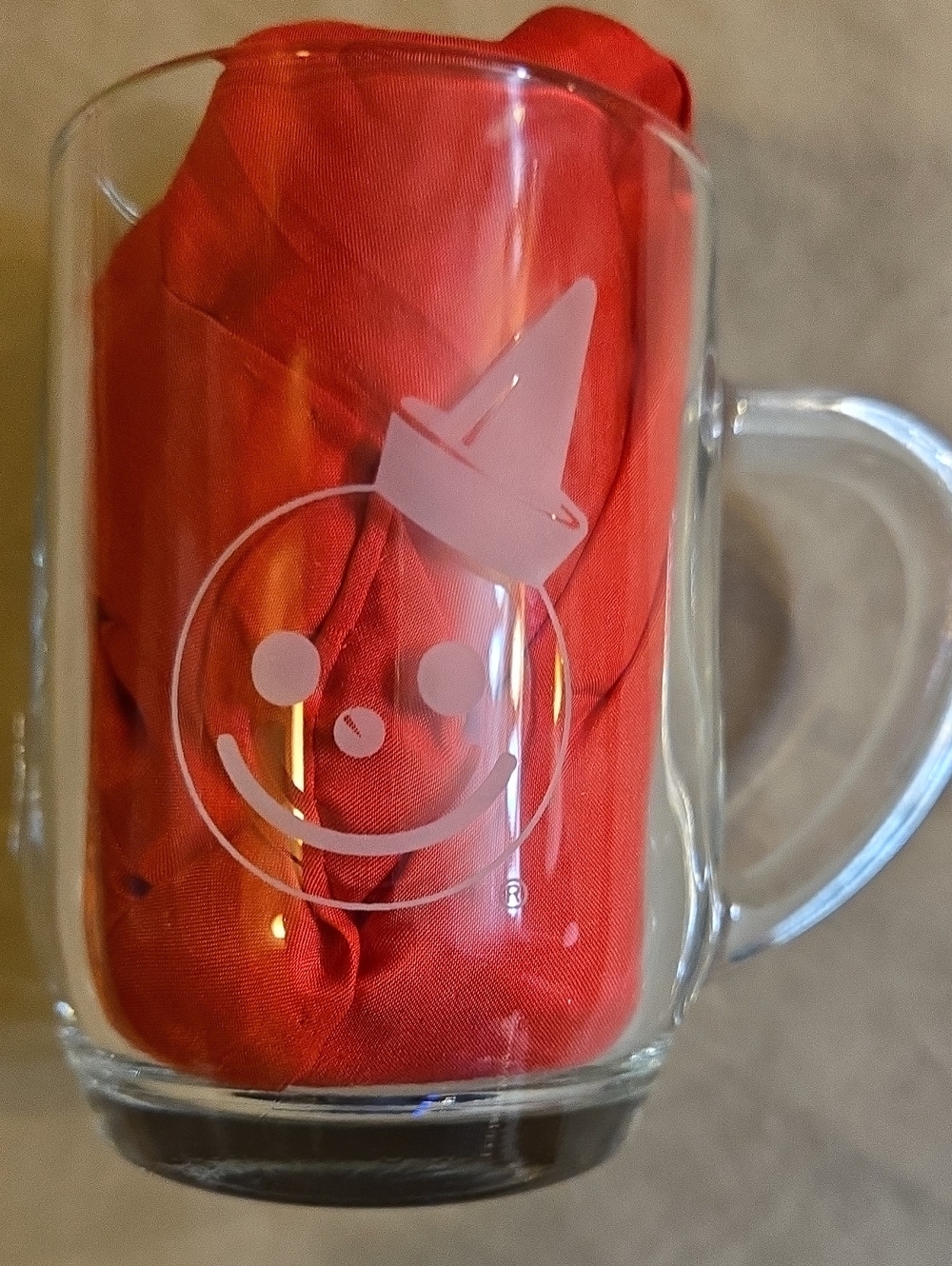 Etched Jack from Jack-in-the-Box Glass Mug — Clear